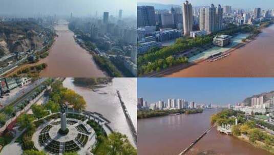 城市黄河秋景高清在线视频素材下载