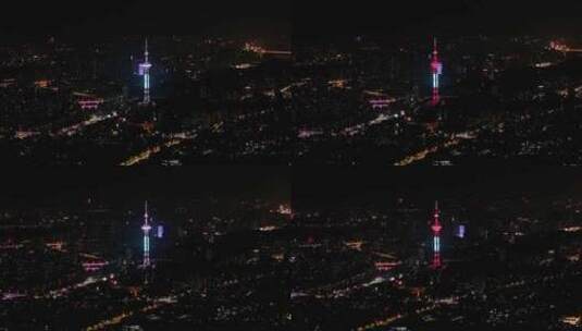 航拍南京新街口夜景素材灯光高清在线视频素材下载