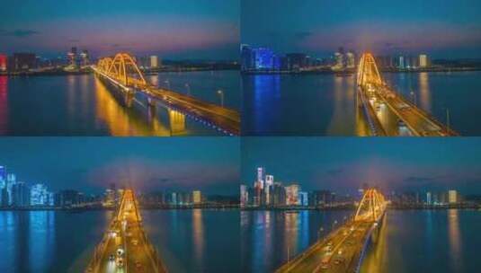 长沙福元路大桥夜景延时高清在线视频素材下载