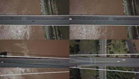 长江大桥俯视航拍 跨江公路大桥航拍高清在线视频素材下载