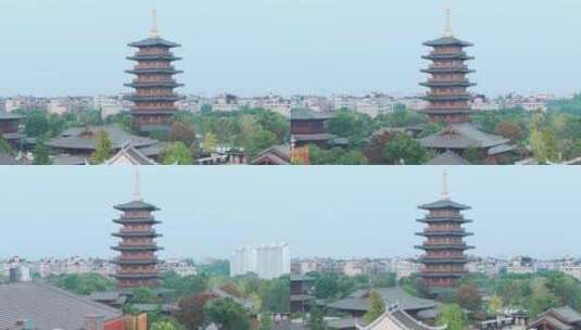 航拍上海宝山寺佛教寺院自然风光高清在线视频素材下载