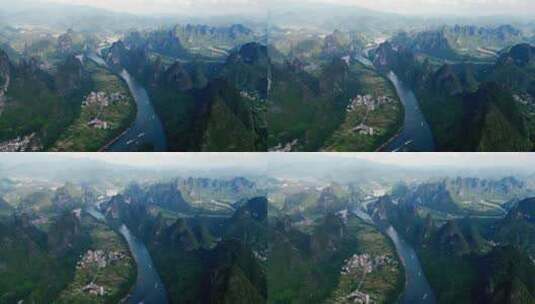 中国桂林山水漓江航拍高清在线视频素材下载