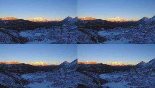 航拍西藏林芝南迦巴瓦峰日照金山雪山落日高清在线视频素材下载