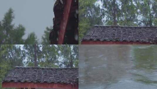 瓦房雨天屋檐高清在线视频素材下载