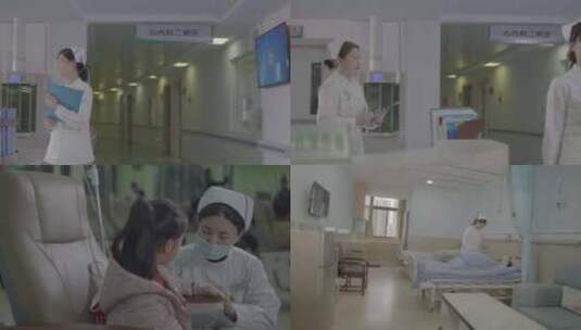 4K医院前台咨询护士打针照顾病人高清在线视频素材下载