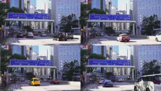 香港巴士公交站城市道路香港街头路标指引牌高清在线视频素材下载