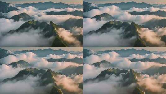 云雾缭绕秦岭山脉高清在线视频素材下载