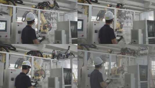 工人技术人员操作智能机械臂高清在线视频素材下载
