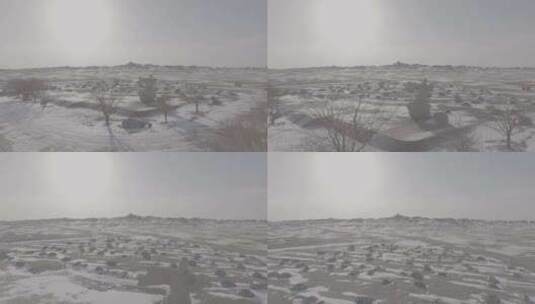 敦煌阳关冬季雪景航拍D-log高清在线视频素材下载