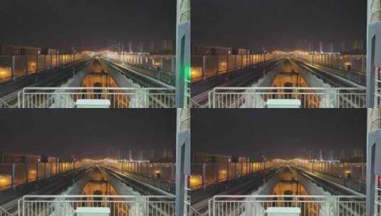 合肥轨道交通，3号线，地铁延时摄影，夜景高清在线视频素材下载