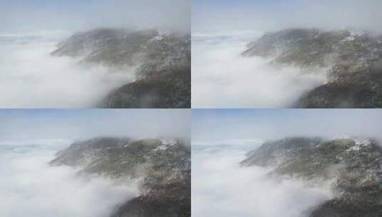 4K冬季山峰积雪云海自然风光航拍视频高清在线视频素材下载