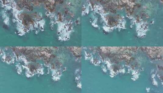 俯拍海岸礁石高清在线视频素材下载