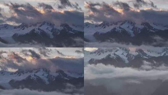 航拍新西兰福克斯冰川云雾风光高清在线视频素材下载