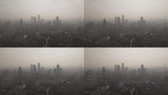 实拍延时航拍苏州无锡雾霾中的城市高清在线视频素材下载