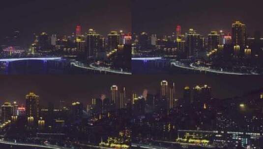航拍重庆山城夜景风光高清在线视频素材下载