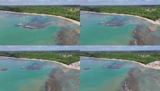 巴西巴伊亚州Trancoso的镜子海滩。高清在线视频素材下载