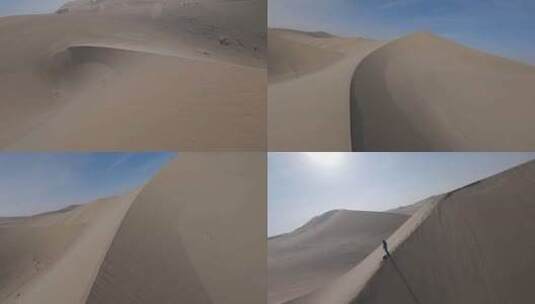 fpv穿越机航拍甘肃敦煌鸣沙山沙漠沙丘高清在线视频素材下载