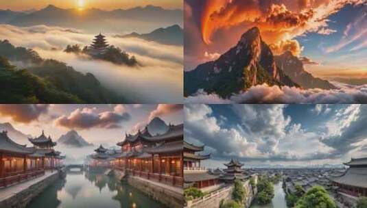 中国风景祖国风光山川河流大好河山延时摄影高清在线视频素材下载