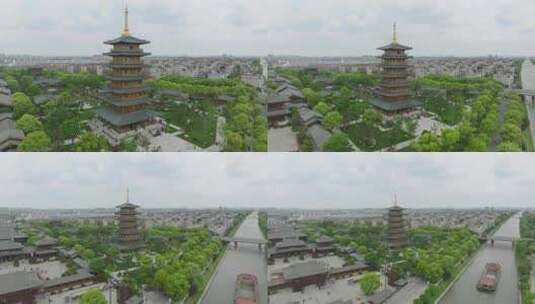 上海宝山寺寺庙中式建筑航拍高清在线视频素材下载