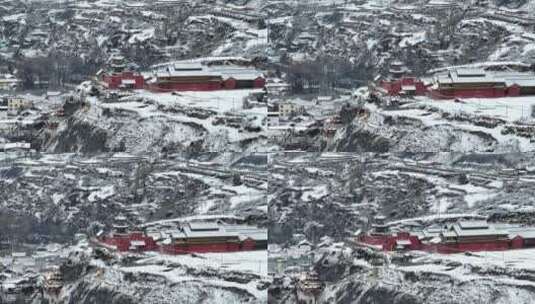 阿坝州松潘古城雪景素材高清在线视频素材下载