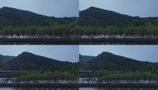 山林河流游客景区横移高清在线视频素材下载