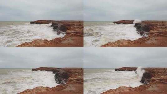 极浪冲击海岸，大浪。大海浪，巨浪突破的惊高清在线视频素材下载