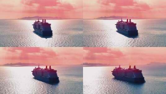 一艘邮轮在美丽的海面上航行高清在线视频素材下载