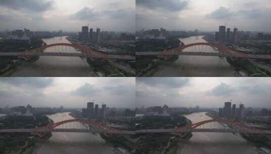 广东佛山东平水路东平大桥航拍高清在线视频素材下载