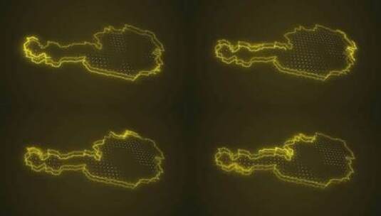 3D霓虹黄奥地利地图边界轮廓循环背景高清在线视频素材下载