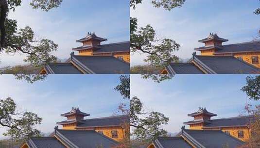 杭州湘湖先照寺寺庙建筑风景高清在线视频素材下载