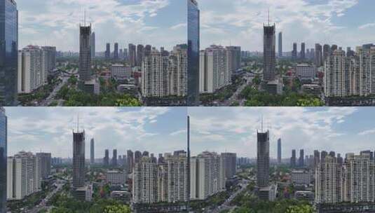 航拍湖北武汉城市天际线CBD高楼建筑高清在线视频素材下载