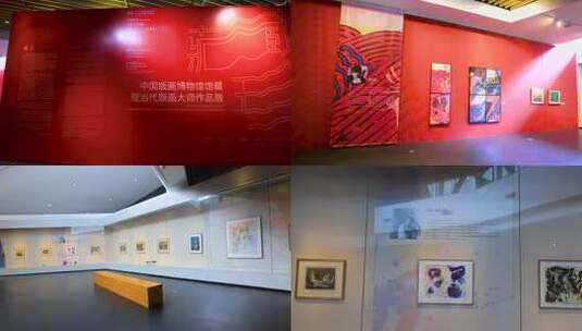 深圳中国版画博物馆展厅内全景高清在线视频素材下载