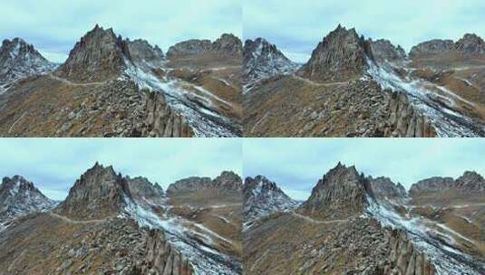 高山湖泊间蜿蜒道路的自然风光高清在线视频素材下载