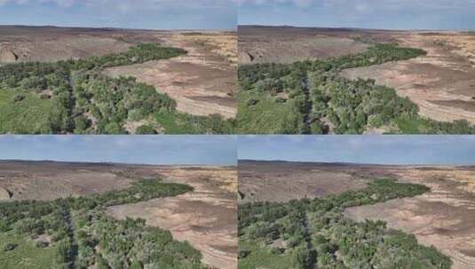 新疆克拉玛依白杨河大峡谷景区航拍自然风光高清在线视频素材下载