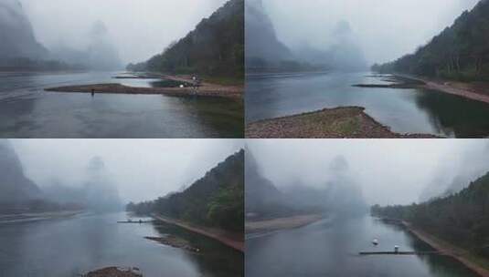 烟雨漓江航拍高清在线视频素材下载