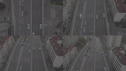 浦西延安高架清晨航拍空镜高清在线视频素材下载