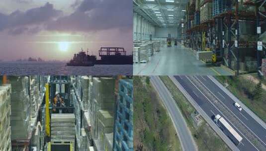 仓库内叉车搬运货物场景高清在线视频素材下载