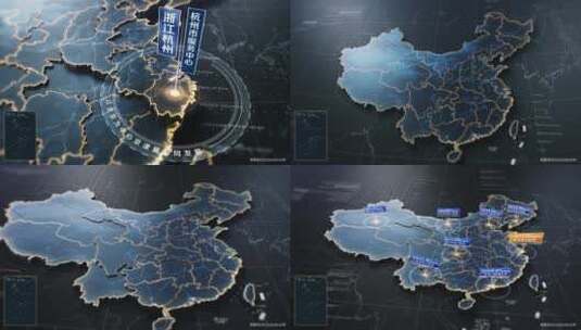高端黑中国区位地图高清AE视频素材下载