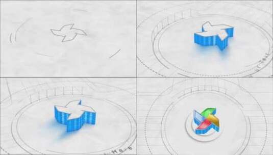 简单风格3D建筑绘图挤压标志动画高清AE视频素材下载