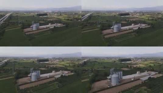 无人机拍摄农场小麦筒仓高清在线视频素材下载