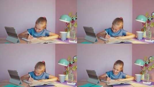 女孩在写笔记高清在线视频素材下载