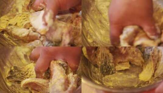 腌制鱼块挂糊做饭 (1)高清在线视频素材下载