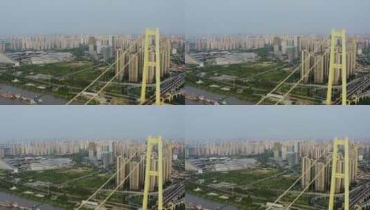 4k无人机航拍武汉杨泗港长江大桥车流高清在线视频素材下载