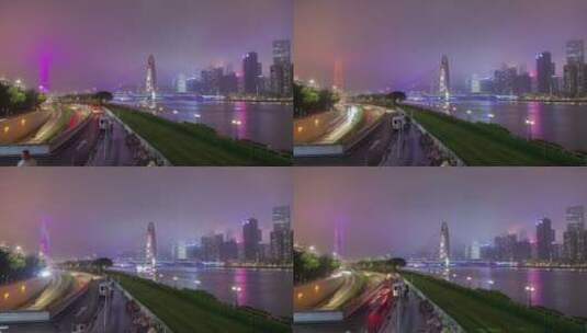 夜晚广州城市交通高清在线视频素材下载