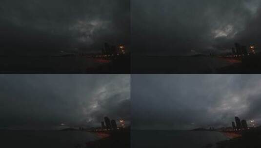 山东威海国际海水浴场玛伽山夜转日风云延时高清在线视频素材下载
