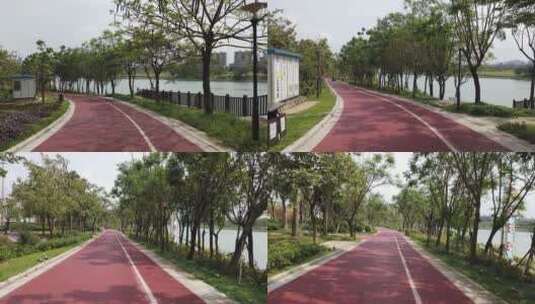 南宁青环路绿道自行车道跑道高清在线视频素材下载