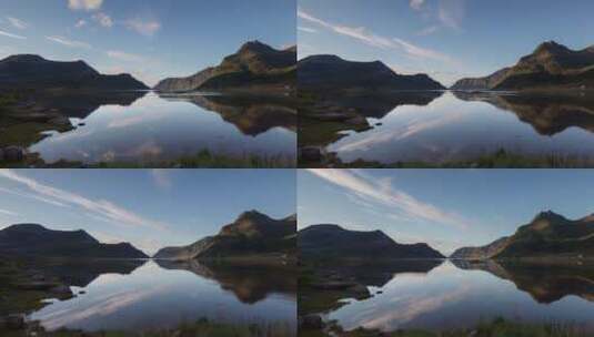 挪威美丽的镜面湖泊和山川高清在线视频素材下载