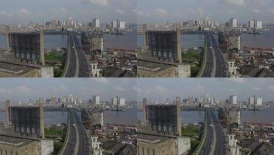 空中拍摄城市交通高清在线视频素材下载