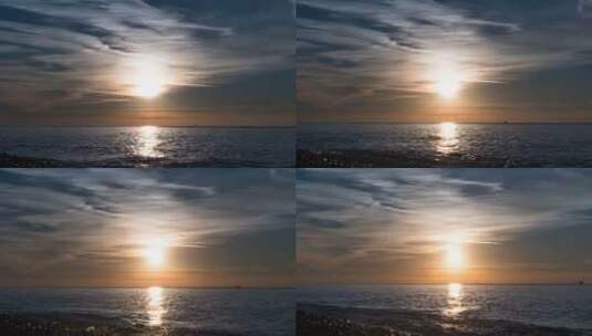 海上云中美丽的日落延时拍摄高清在线视频素材下载
