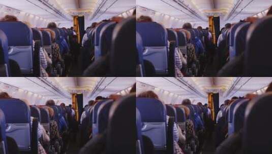 客机的乘客舱高清在线视频素材下载